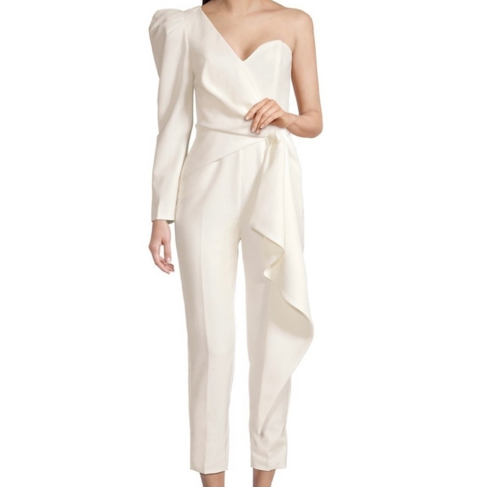 Lavish Alice Ruffle-Trimmed One Shoulder Jumpsuit sz14,